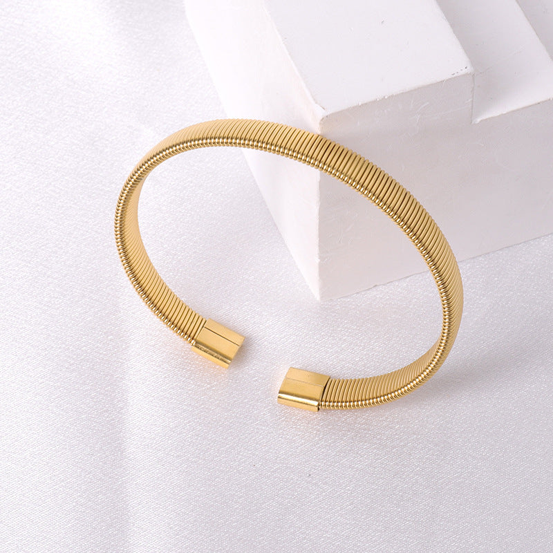 Wholesale Titanium Steel Elastic Irregular Open Bracelet